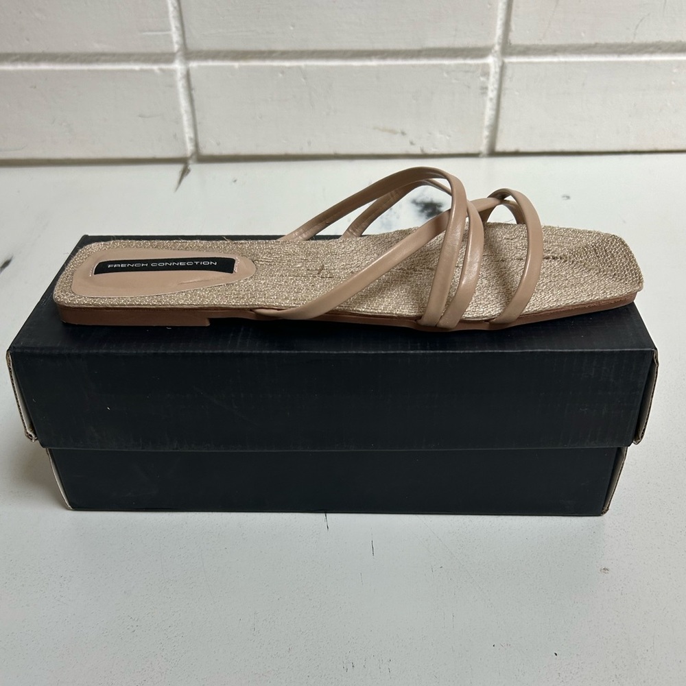 French Connection North West Rope Flat Sandals Size 11 Tan - Picture 3 of 8
